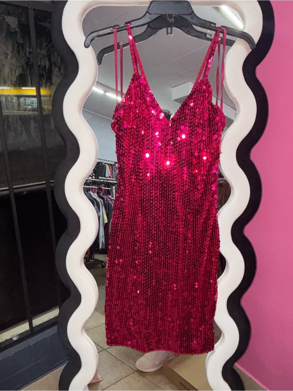Niteline Hot Pink Sequin Midi Dress